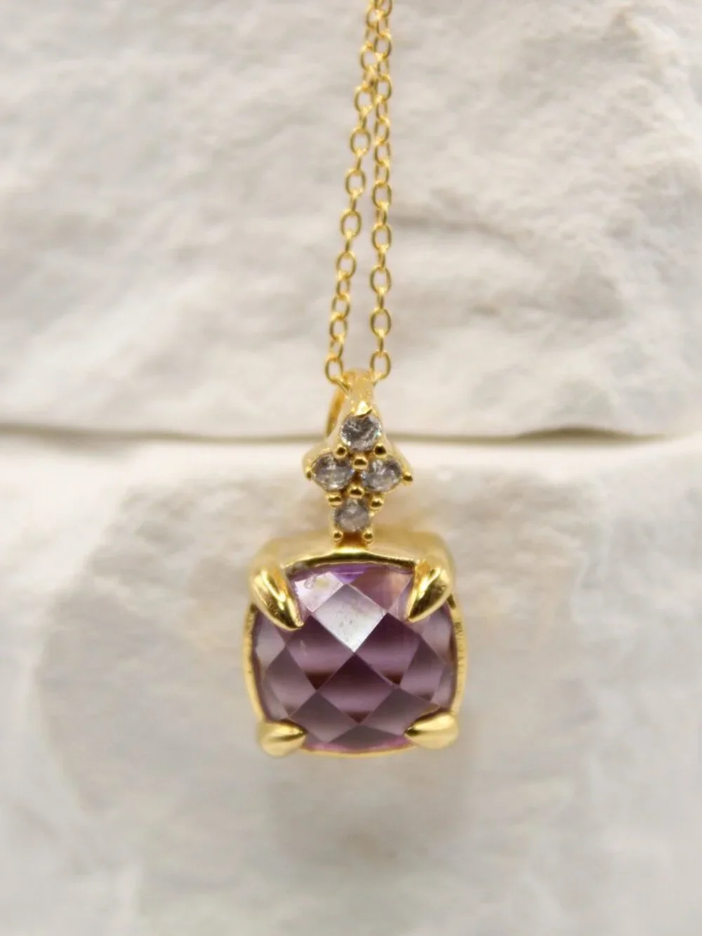 Amethyst & White Topaz Pendant Necklace
